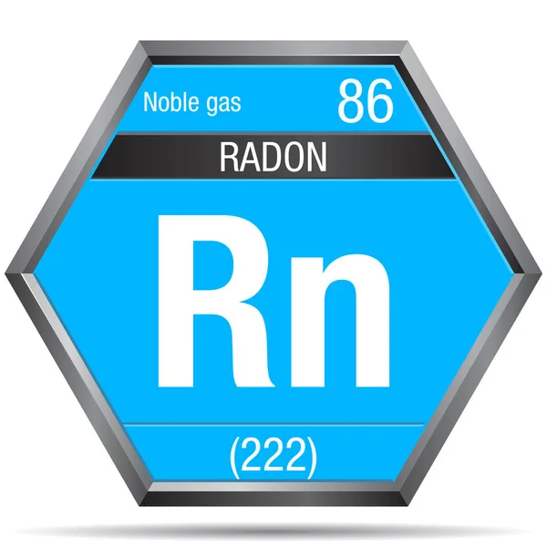 Radon Symbol Form Hexagon Med Metallram Elementnummer Det Periodiska Systemet — Stock vektor
