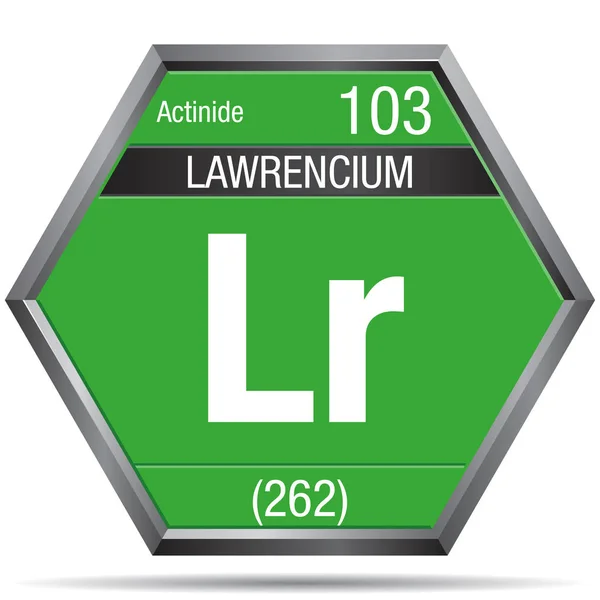 Lawrencium Symbol Form Hexagon Med Metallisk Ram Elementnummer 103 Det — Stock vektor
