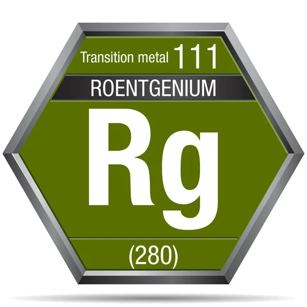 Roentgenium Symbol Form Hexagon Med Metallisk Ram Elementnummer 111 Det — Stock vektor