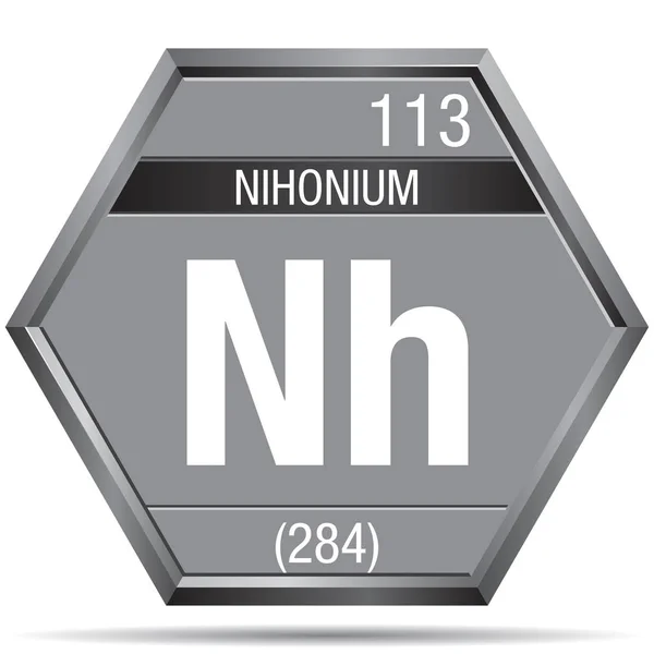 Nihonium Symbol Form Hexagon Med Metallisk Ram Elementnummer 113 Det — Stock vektor