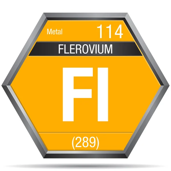 Flerovium Symbol Form Hexagon Med Metallisk Ram Elementnummer 114 Det — Stock vektor