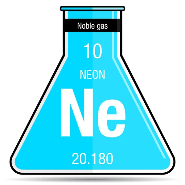 Neon Symbol Auf Chemiekolben Element Nummer Des Periodensystems Der Elemente — Stockvektor