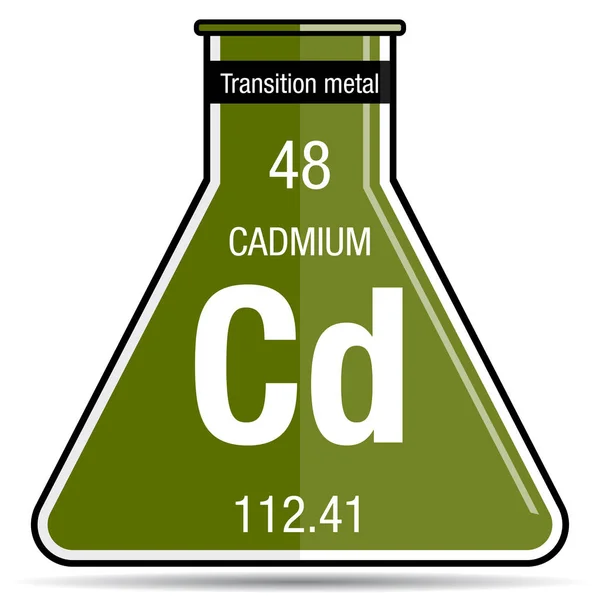 化学瓶上的镉符号 元素周期表 的元素 — 图库矢量图片