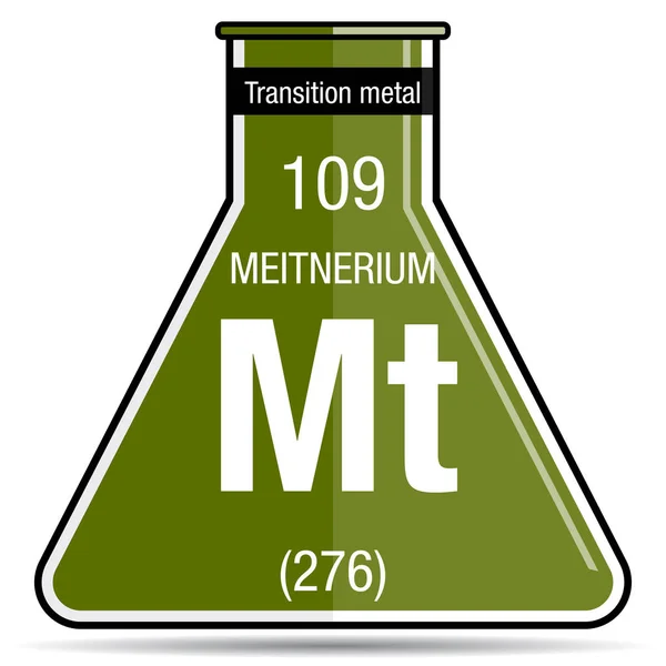 Meitnerium Szimbólum Kémiai Lombikban Elem Száma 109 Időszakos Táblázat Elemek — Stock Vector