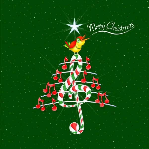 크리스마스 빨간색 음자리표와 오각형 이미지와 배경에 크리스마스 — 스톡 벡터
