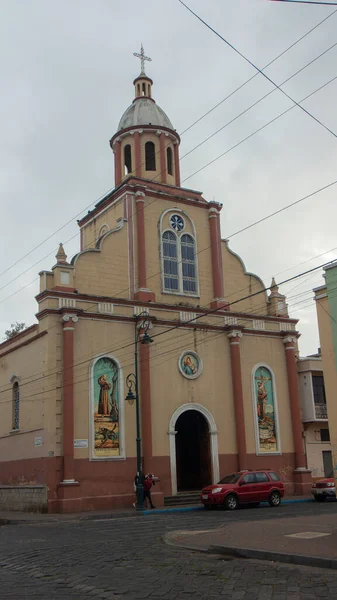 Riobamba Chimborazo Ecuador February 2019 People Walking Front Church San — Stock Photo, Image