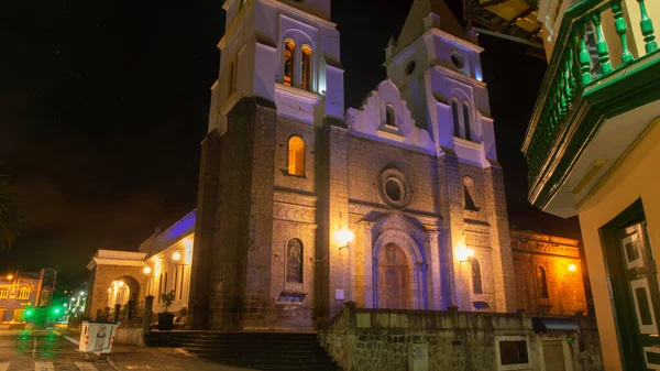 Guaranda Bolívar Ecuador Octubre 2019 Vista Nocturna Del Frente Catedral —  Fotos de Stock