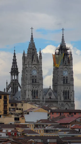 Quito Pichincha Ecuador Julio 2018 Vista Las Torres Basílica Del — Foto de Stock