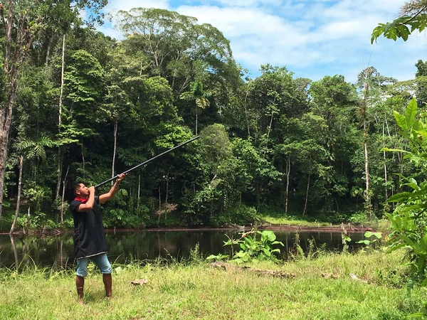 Nueva Loja Sucumbios Ecuador Septiembre 2020 Joven Indígena Nacionalidad Cofán —  Fotos de Stock