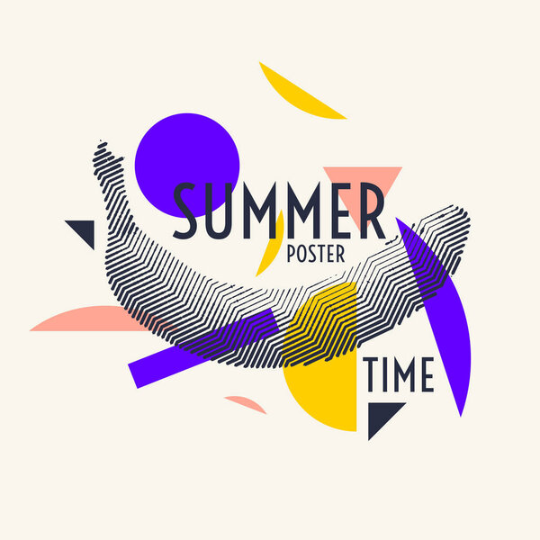 Summer time stylish poster, trendy graphics. Vector illustration