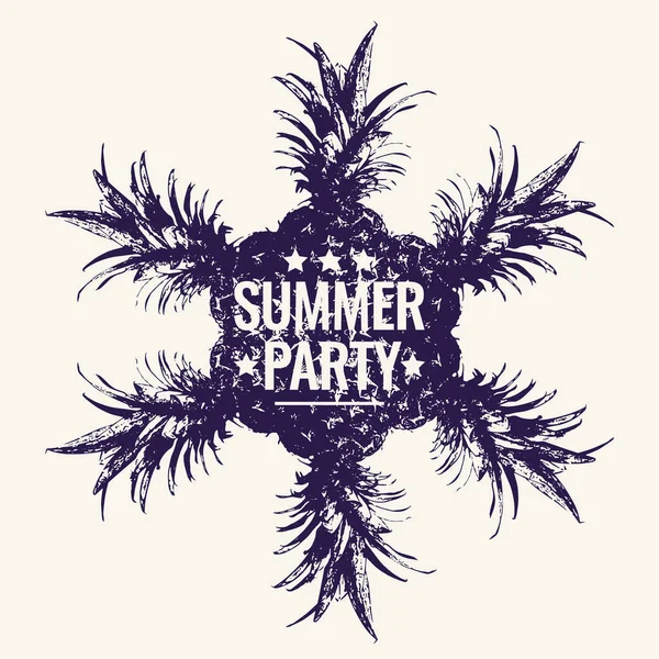 Модный современный плакат с ананасом, летняя вечеринка — стоковый вектор