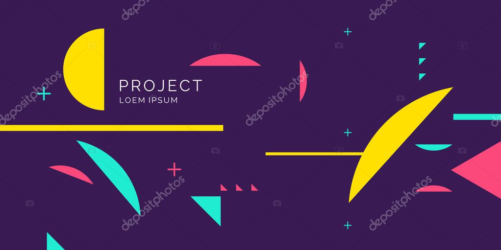 Retro abstract geometric background. The poster with the flat figures. Vector illustration.