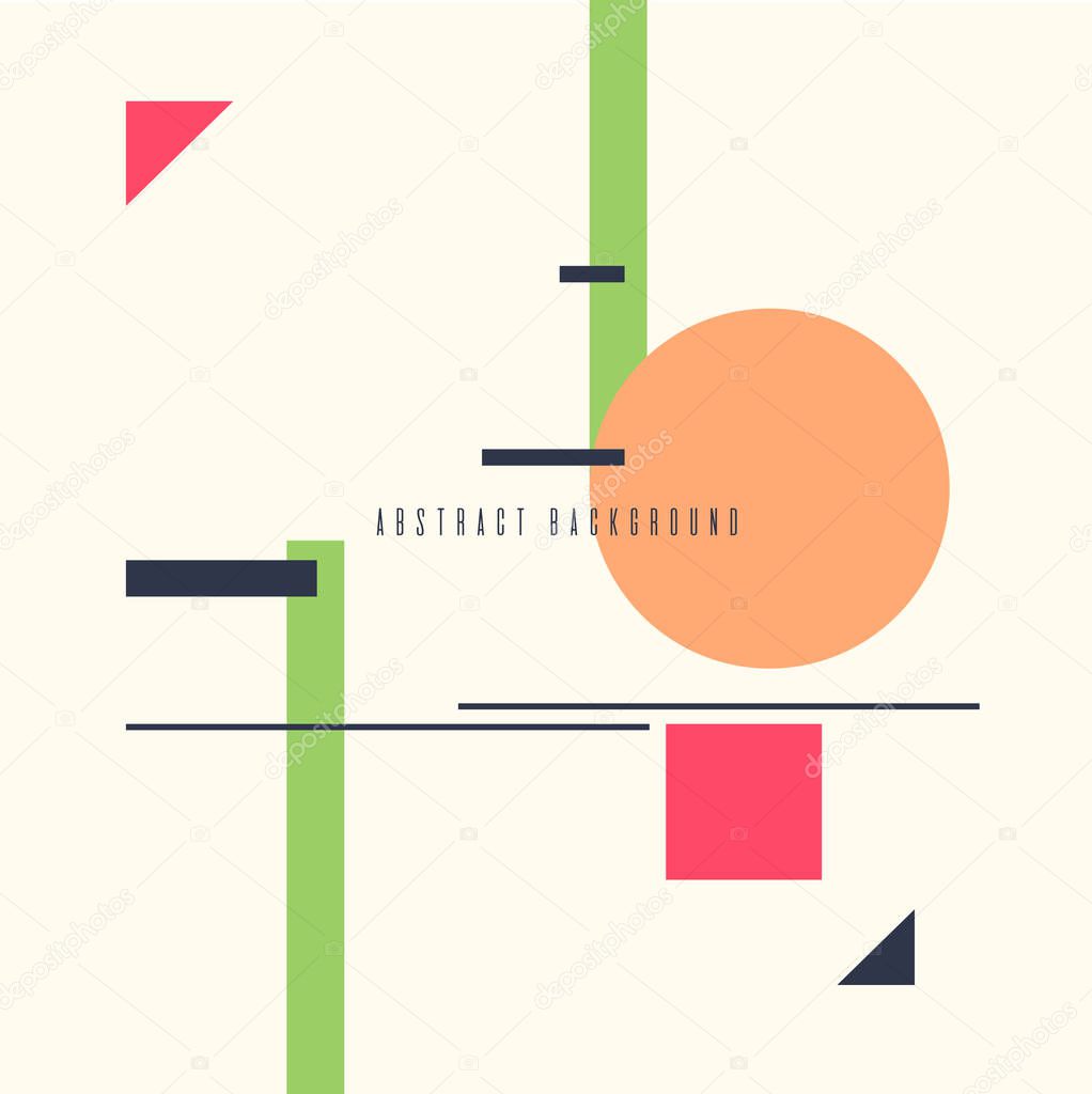 Retro abstract geometric background. The poster with the flat figures. Vector illustration.