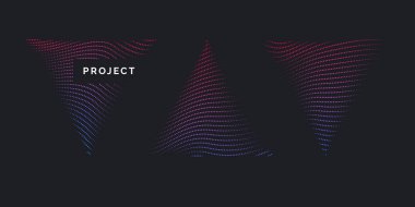 Renkli dinamik dalgalar, çizgi ve parçacıklara sahip soyut vektör arkaplanı.