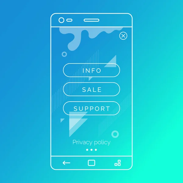 모바일 응용 프로그램에 대 한 추상적인 배경입니다. 스마트폰의 선형 삽화. — 스톡 벡터
