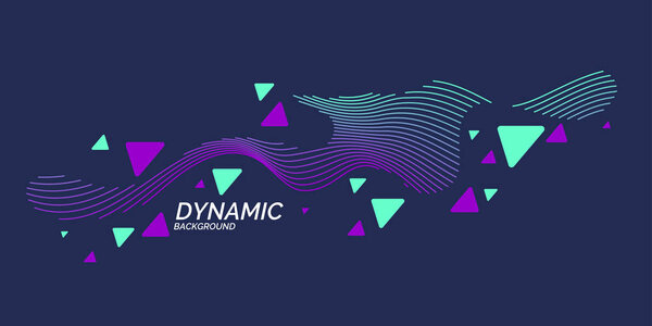 Яркий постер с динамическими волнами. Иллюстрация минимальный плоский стиль
