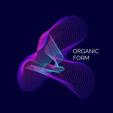 Dinamik dalgalar ve çizgili koyu arka plan üzerinde organik formları.