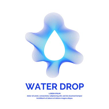 Su damlası çağdaş çizgi vektör logosu. İllüstrasyon koyu arka plan üzerinde bir minimalist tarzda