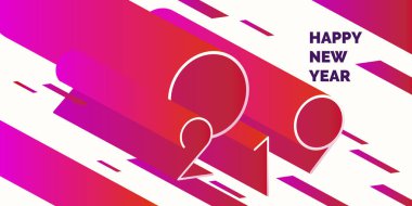 Mutlu yeni yıl poster 2019. Modern arka plan.