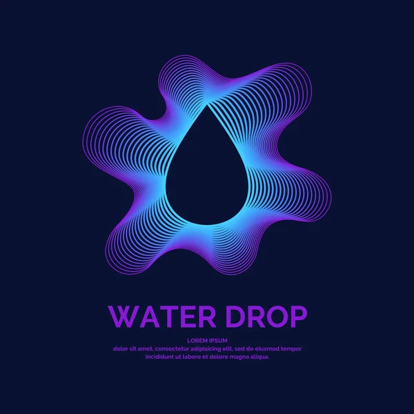 Su damlası çağdaş çizgi vektör logosu. Resimde bir minimalist tarzda