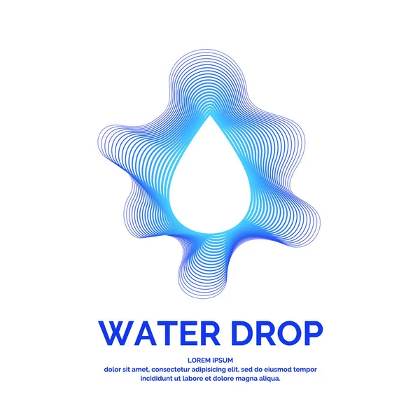 Su damlası çağdaş çizgi vektör logosu. İllüstrasyon koyu arka plan üzerinde bir minimalist tarzda