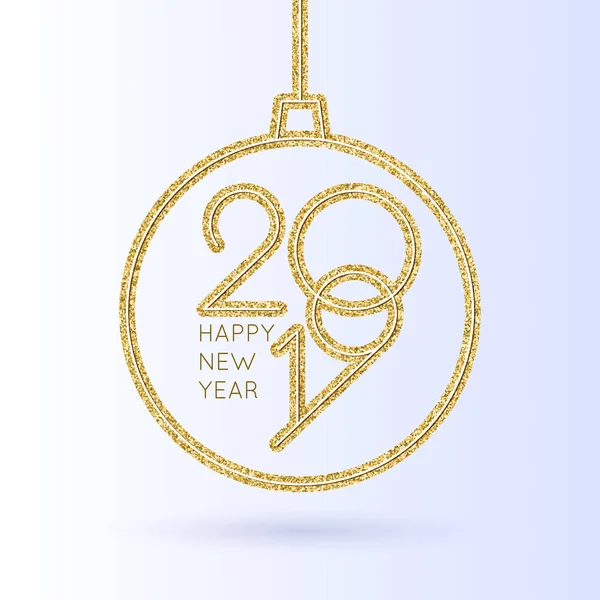 Ilustración vectorial de un cartel de Feliz Año Nuevo 2019, con pelota . — Vector de stock