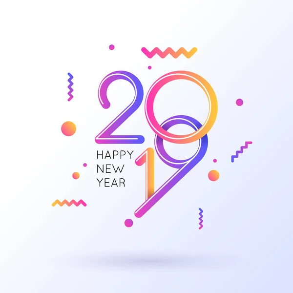 Vector illustration of a Happy New Year poster 2019. — Stock Vector