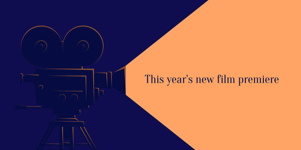 Яркий постер со старой кинокамерой на заднем плане
.