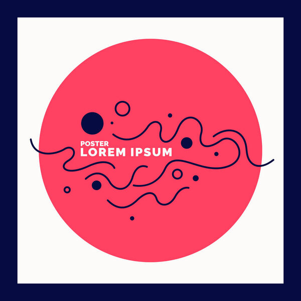 Яркий плакат с динамичными линиями. Иллюстрация минимальный плоский стиль
