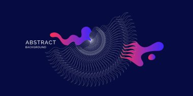 Dinamik dalgalar, doğrular ve parçacıklar içeren soyut vektör arkaplanı. Tasarım için uygun tasarım