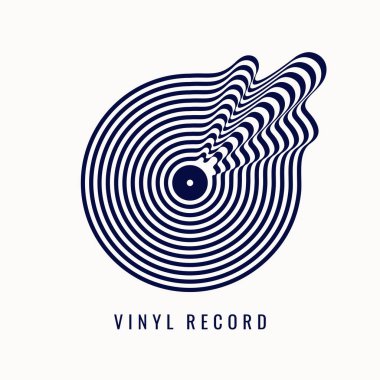Siyah ve beyaz vinil kaydı. Açık renkli vektör illüstrasyon müzik.