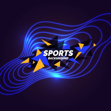 Modern renkli poster spor için. Neon glow karanlık bir arka plan.
