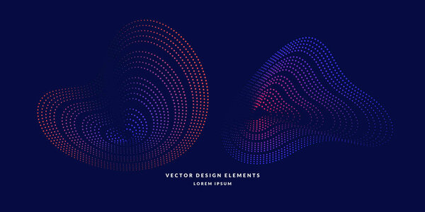 Vector abstract background with dynamic waves, line and particles.
