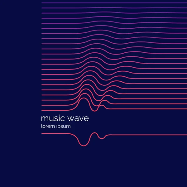 Fondo Abstracto Con Ondas Musis Dinámicas Ilustración Vectorial — Vector de stock