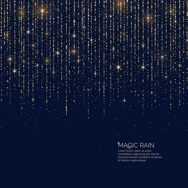 Bright vector illustration Magic rain of sparkling glittery particles lines. — Stock Vector