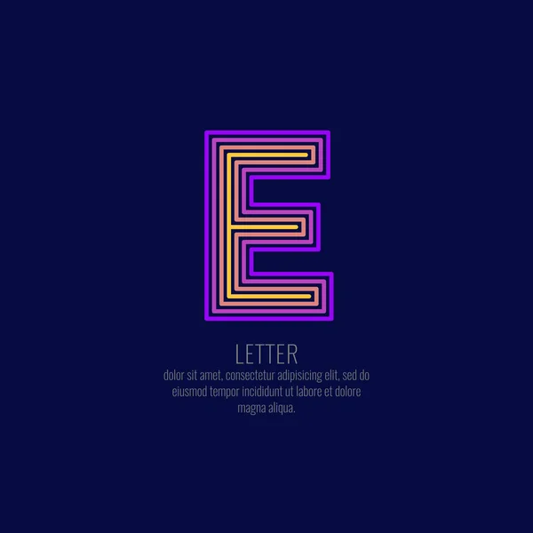 Logotipo linear moderno e assinar a letra E . — Vetor de Stock