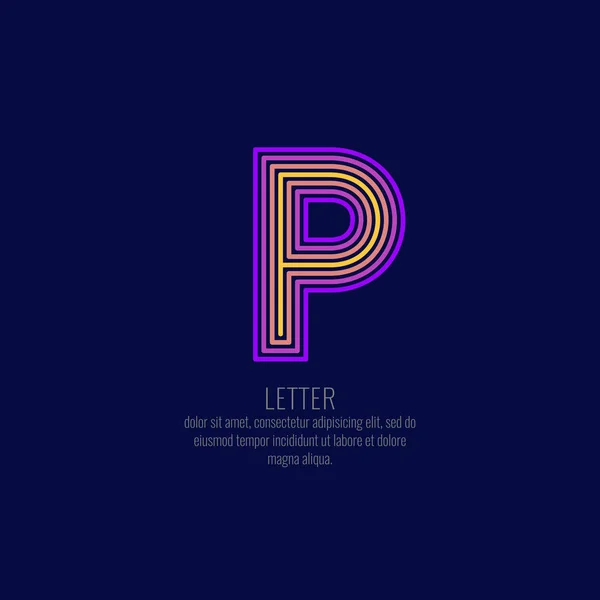 Modernes lineares Logo und unterschreibe den Buchstaben p. — Stockvektor