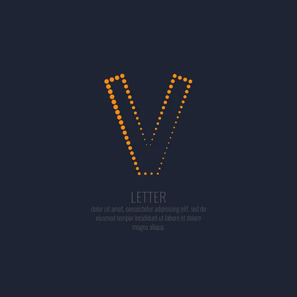 Moderní tečkované písmeno V latinské abecedy. — Stockový vektor