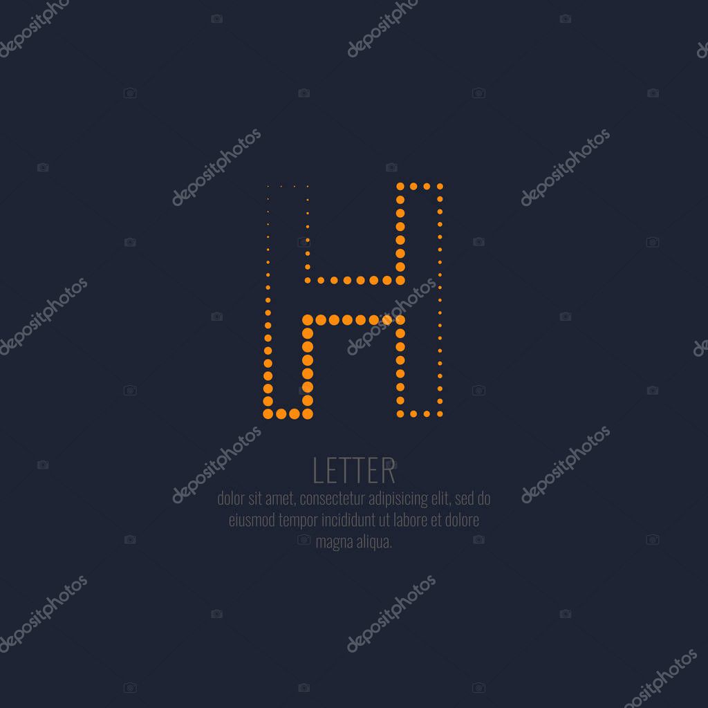 Modern dotted letter H of the Latin alphabet. Vector illustration.