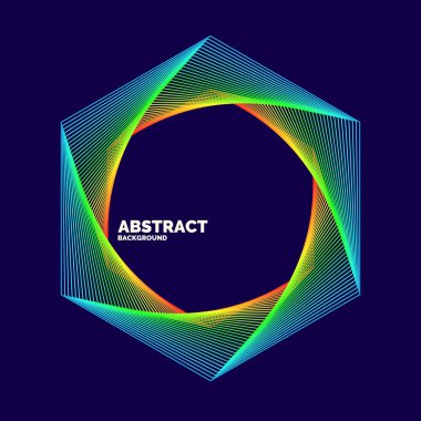 Karanlık bir arka plan üzerinde renkli çizgilerle zarif soyut poster.