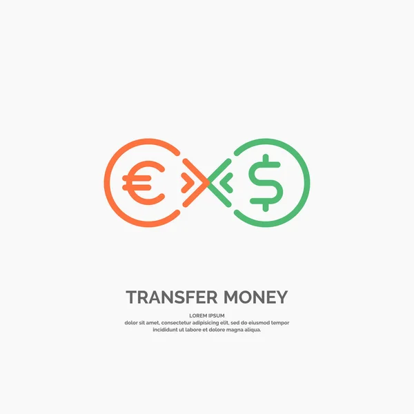 Ícone de transferência de dinheiro moderno e emblema. Gráfico vetorial — Vetor de Stock