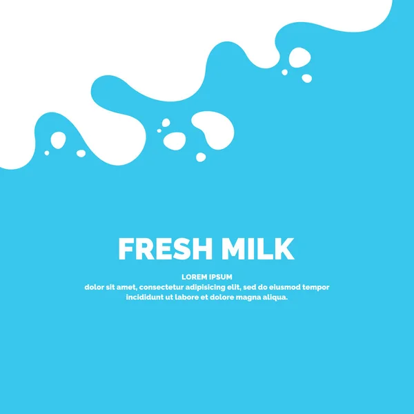 Moderní plakát svěží mléko s cákanci na světle modrém pozadí. Vektorová ilustrace — Stockový vektor