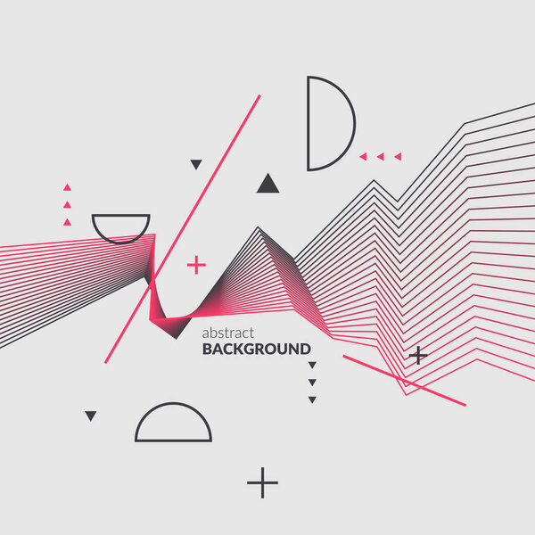 Яркий плакат с динамичными линиями. Иллюстрация минимальный плоский стиль
