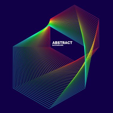 Karanlık bir arka plan üzerinde renkli çizgilerle zarif soyut poster.