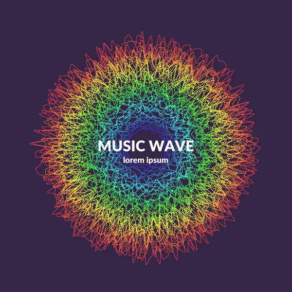 Affiche musicale. Fond vectoriel avec ondes dynamiques, ligne et particules . — Image vectorielle