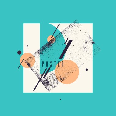 Retro soyut geometrik arka plan. Düz figürlü poster..