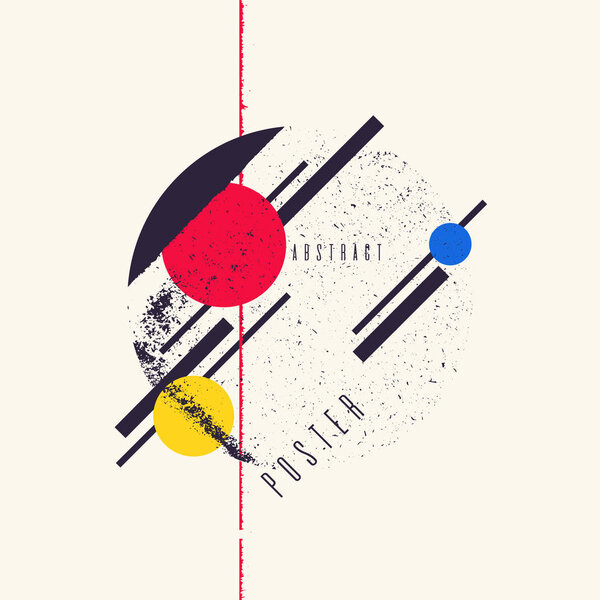 Retro abstract geometric background. The poster with the flat figures.