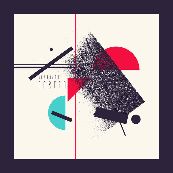 Retro abstract geometric background. The poster with the flat figures.