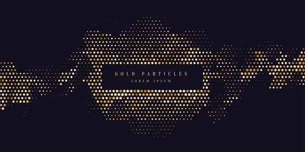 Des paillettes d'or. Particules brillantes sur un fond sombre. — Image vectorielle