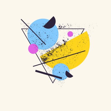 Retro soyut geometrik arka plan. Düz rakamlar ile kompozisyon.